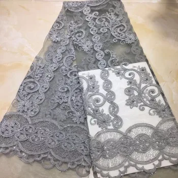 African Tulle Lace High Quality French Lace Fabric With Beads grey African Lace Fabric For Nigerian Wedding Dress
African Tulle Lace High Quality French Lace Fabric With Beads grey African Lace Fabric For Nigerian Wedding Dress