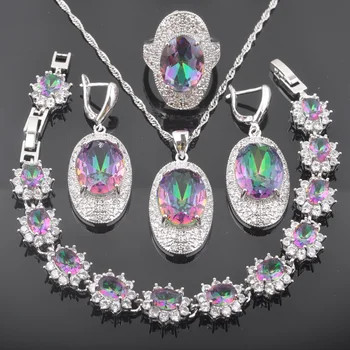 New Unusual Multicolor Rainbow Zircon Silver Color For Women Fashion Jewelry Sets QS0586
New Unusual Multicolor Rainbow Zircon Silver Color For Women Fashion Jewelry Sets QS0586