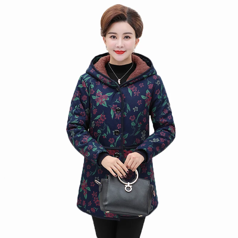Winter Thicken Fleece Hooded Jackets Women Warm Quilted Basic Coat Female Padded Hood Parkas Blue Flower Wadded Outerwear Woman
Winter Thicken Fleece Hooded Jackets Women Warm Quilted Basic Coat Female Padded Hood Parkas Blue Flower Wadded Outerwear Woman