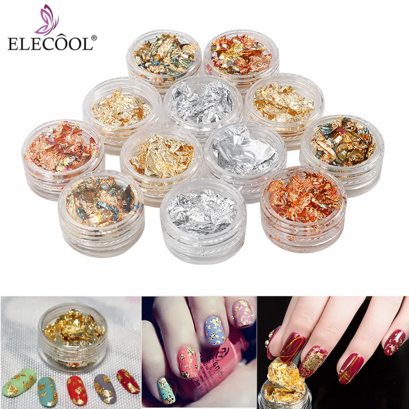 ELECOOL 12 Pot/Set Nail Foils Sticker Gold Silver Glitter Paillette Flake Chip Foil Paper 3D Nail Art Decoration Laser Decal
ELECOOL 12 Pot/Set Nail Foils Sticker Gold Silver Glitter Paillette Flake Chip Foil Paper 3D Nail Art Decoration Laser Decal