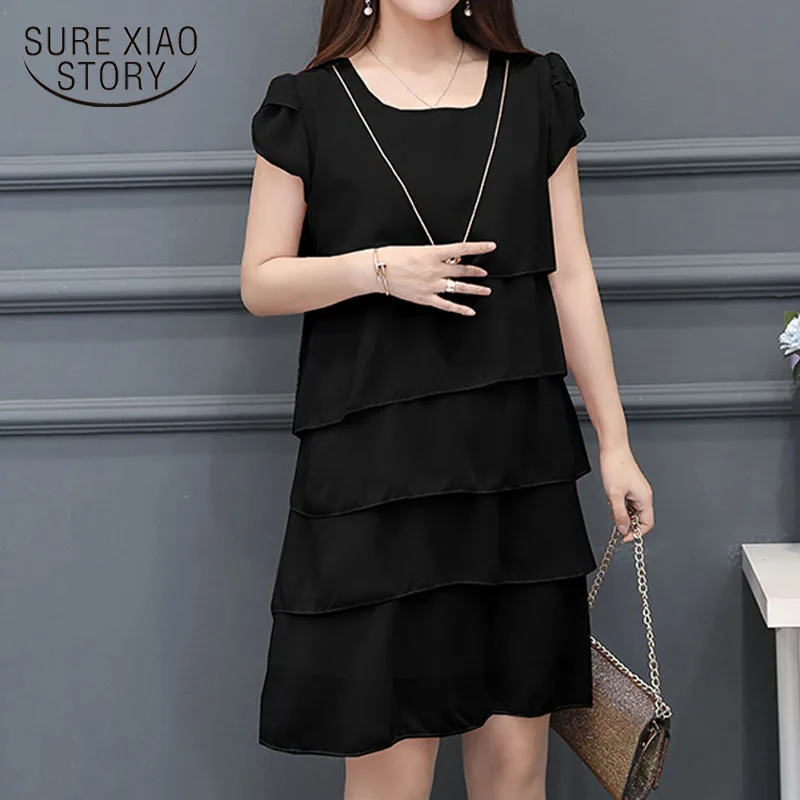 New Style Plus Size Loose Soft Chiffon Butterfly Sleeve Women Dresses 2020 Summer Casual Solid Short Dress 4849 50 | Женская одежда