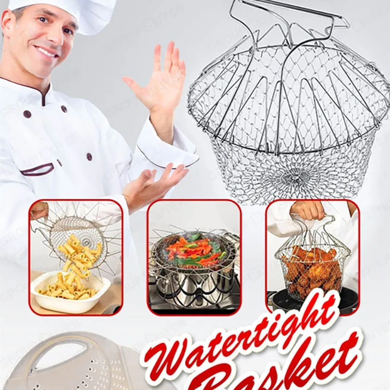 OnnPnnQ 1Pc Stainless Steel Chef Basket Foldable Steam Rinse Strain Fry Basket Mesh Basket Strainer Net Kitchen Cooking Tool
OnnPnnQ 1Pc Stainless Steel Chef Basket Foldable Steam Rinse Strain Fry Basket Mesh Basket Strainer Net Kitchen Cooking Tool