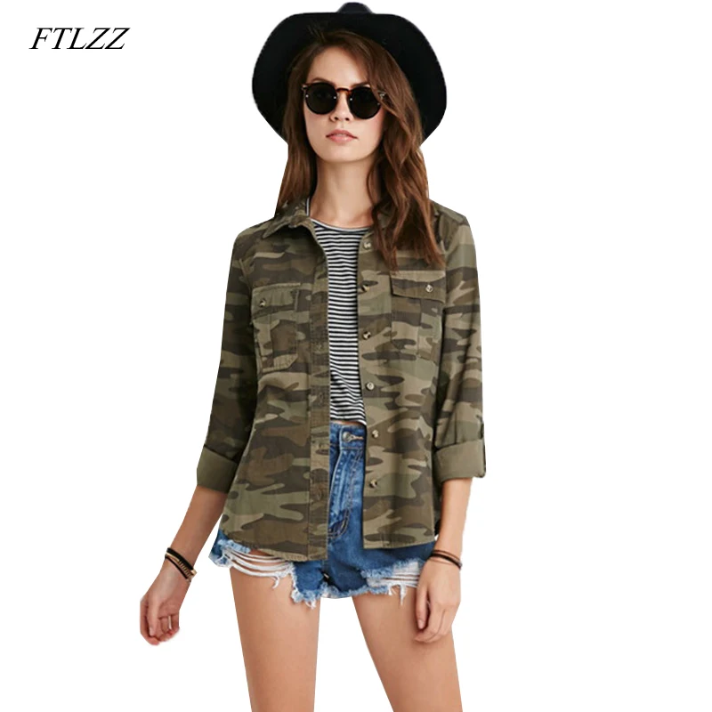 Ftlzz Women Slim Military Camouflage Jackets Spring & Autumn Long Sleeve Casual Pockets Outerwear Female Army Green Coats
Ftlzz Women Slim Military Camouflage Jackets Spring & Autumn Long Sleeve Casual Pockets Outerwear Female Army Green Coats