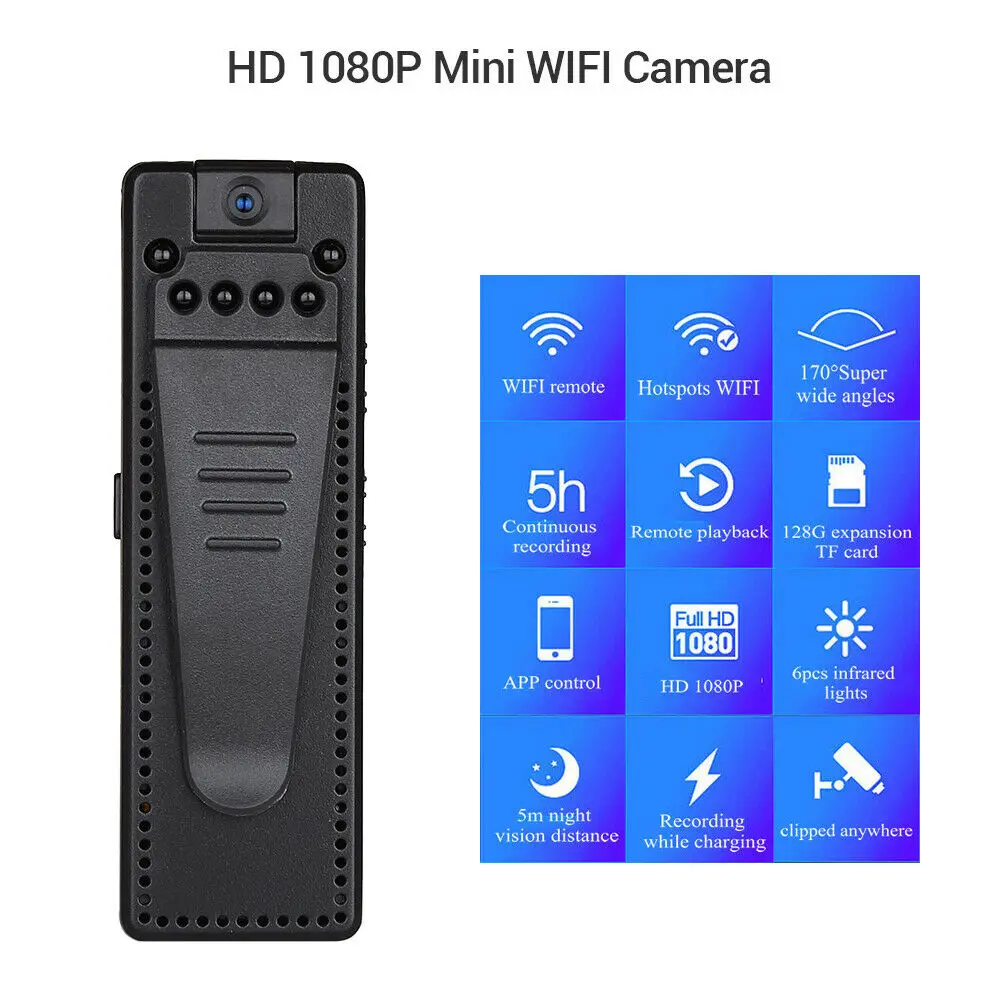 Full HD Body Camera Voice Audio Recorder Back Clip APP Remote DV Camcorder Police Camera
Full HD Body Camera Voice Audio Recorder Back Clip APP Remote DV Camcorder Police Camera