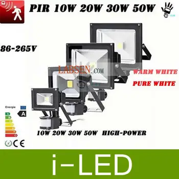 

8p/lot HOT SALE 10w 30w 50w 20W New PIR Motion Sensor LED Floodlight Flood Light Induction Sense lamp 85-265V