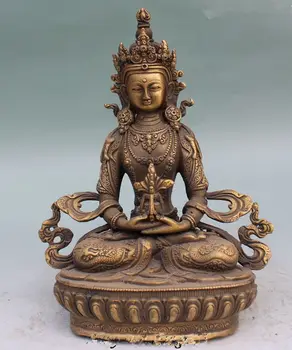 Old Tibet Buddhism Temple Copper Amitayus longevity God Goddess Buddha Statue/ 
Old Tibet Buddhism Temple Copper Amitayus longevity God Goddess Buddha Statue/