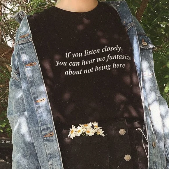 If You Listen Closely You Can Hear Me Fantasize Black T-shirt Tumblr Summer Fashion Grunge 90s Aesthetic Tee Women T Shirt
If You Listen Closely You Can Hear Me Fantasize Black T-shirt Tumblr Summer Fashion Grunge 90s Aesthetic Tee Women T Shirt