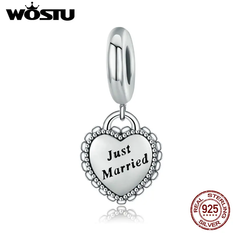 WOSTU 925 Sterling Silver Just Married Heart Dangle Bead Fit Original WST Charm Bracelet Pendant Wedding Jewelry Gift FIC260
WOSTU 925 Sterling Silver Just Married Heart Dangle Bead Fit Original WST Charm Bracelet Pendant Wedding Jewelry Gift FIC260