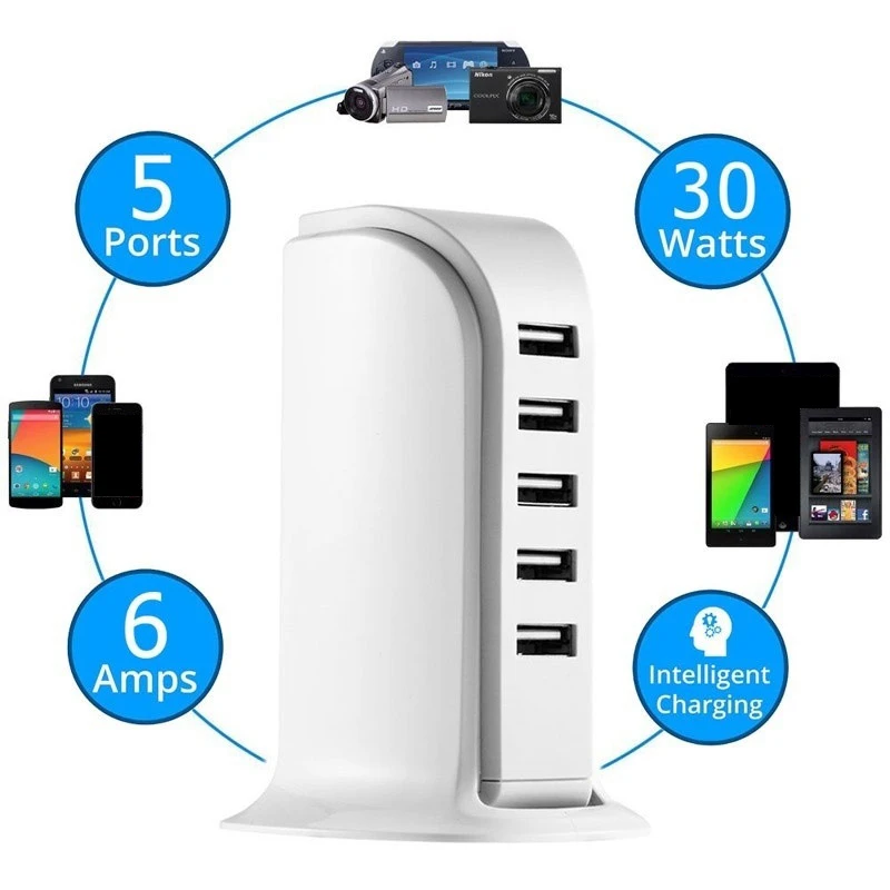 Hot Sale USB Charger 5USB Multi-Port Travel US/EU Plug Charger Desktop HUB Charging Station Power Adapter for Phones
Hot Sale USB Charger 5USB Multi-Port Travel US/EU Plug Charger Desktop HUB Charging Station Power Adapter for Phones