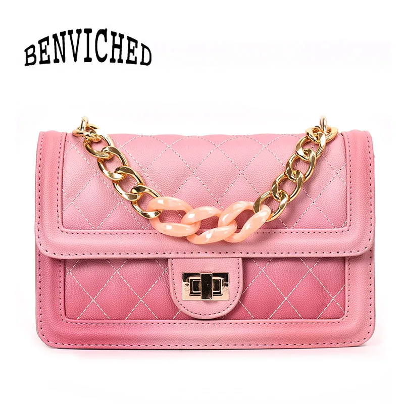 BENVICHED Ladies' pu leather bag 2019 new spring fashion cute pink Gradation chain handbag Inclined single shoulder bag c450
BENVICHED Ladies' pu leather bag 2019 new spring fashion cute pink Gradation chain handbag Inclined single shoulder bag c450