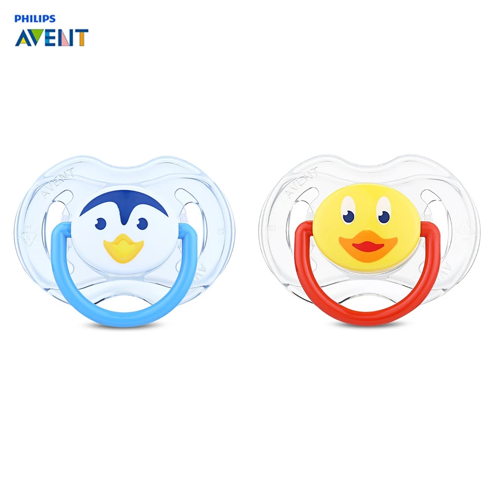 AVENT 2Pcs Silicone Nipple 0-18 Months Dummy Baby Soother Toddler Orthodontic Nipples Teether Baby Boy Cartoon Pacifier Care (2)