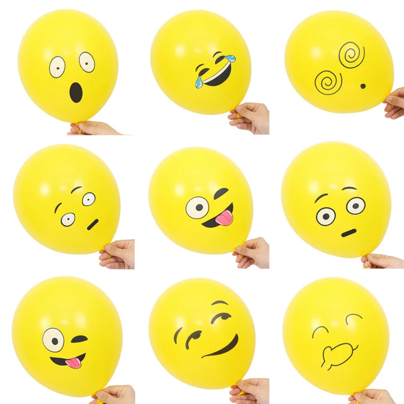 

10pcs/set Emoji Balloons Smiley Face Expression Yellow Latex Balloons Party Wedding Ballon Cartoon Inflatable Balls