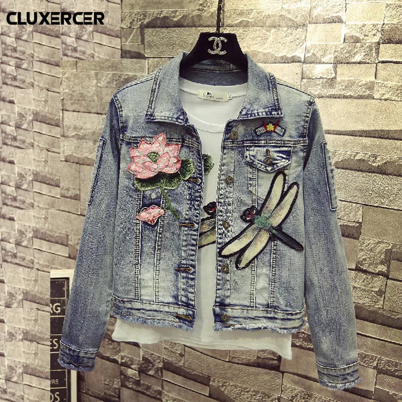 Newest 2018 Spring jacket women Fashion Streetwear Lotus dragonfly Embroidery Denim Jacket Women Stylish Jean Coat
Newest 2018 Spring jacket women Fashion Streetwear Lotus dragonfly Embroidery Denim Jacket Women Stylish Jean Coat