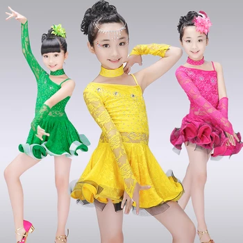(10 set) Children's new Latin dance dress long sleeve girls summer dress lace net veil tire Neck act the role ofing Lace sleeves 
(10 set) Children's new Latin dance dress long sleeve girls summer dress lace net veil tire Neck act the role ofing Lace sleeves