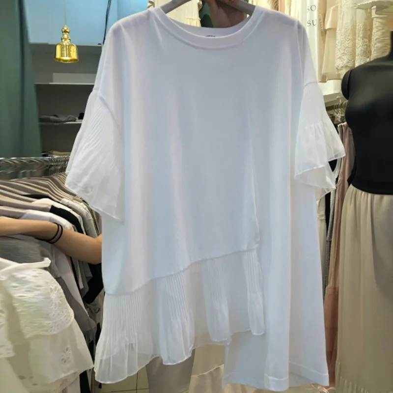 Neploe Fashion White Solid Asymmetrical T Shirt Women Clothes 2019 Summer Korean Gauze Ruffle Tshirt Femme Shirts Loose Tops
Neploe Fashion White Solid Asymmetrical T Shirt Women Clothes 2019 Summer Korean Gauze Ruffle Tshirt Femme Shirts Loose Tops