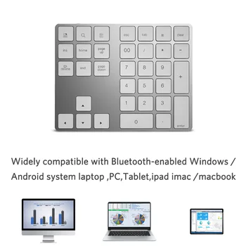 Bluetooth Number Pad Keyboard Numeric Mini 34 Keys Aluminum Alloy for iOS Android -Drop
Bluetooth Number Pad Keyboard Numeric Mini 34 Keys Aluminum Alloy for iOS Android -Drop