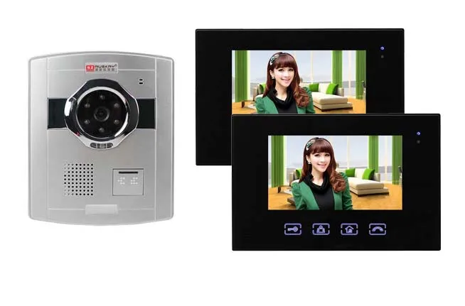 XinSiLu New Touch Key 7inch wired video door phone/doorphone/intercom system HD camera night vision 1 + 2 monitors | Безопасность и