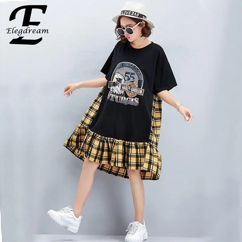 Elegdream Plus Size Women Plaid Dress Ladies Casual Loose Cotton Patchwork Dresses Female Long Tops Tees Shirt Tunics Vestidos
Elegdream Plus Size Women Plaid Dress Ladies Casual Loose Cotton Patchwork Dresses Female Long Tops Tees Shirt Tunics Vestidos