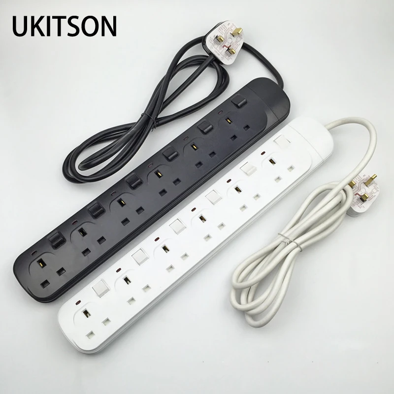 

13A 230V UK Plug Electric Extension Sockets White Black Color Power Strip Electrical Adapter With Switch For HK SA Singapore