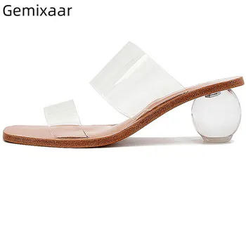 Crystal Ball Heel Summer Shoes Woman Transparent PVC One-strap Square Toe Open Toe Strange Heel 2020 Fashion Slippers Women
Crystal Ball Heel Summer Shoes Woman Transparent PVC One-strap Square Toe Open Toe Strange Heel 2020 Fashion Slippers Women