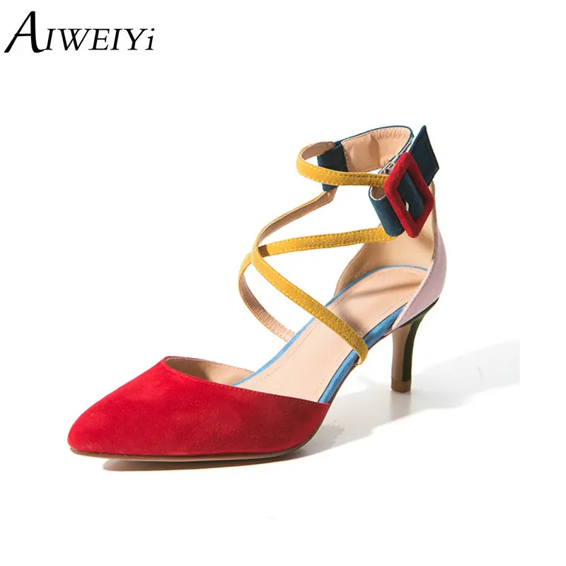 

AIWEIYi Woman High Heels Shoes Ladies Sexy Pointed Toe Pumps Genuine Leather High Heels Ladies Wedding Shoes Office Lady Shoes