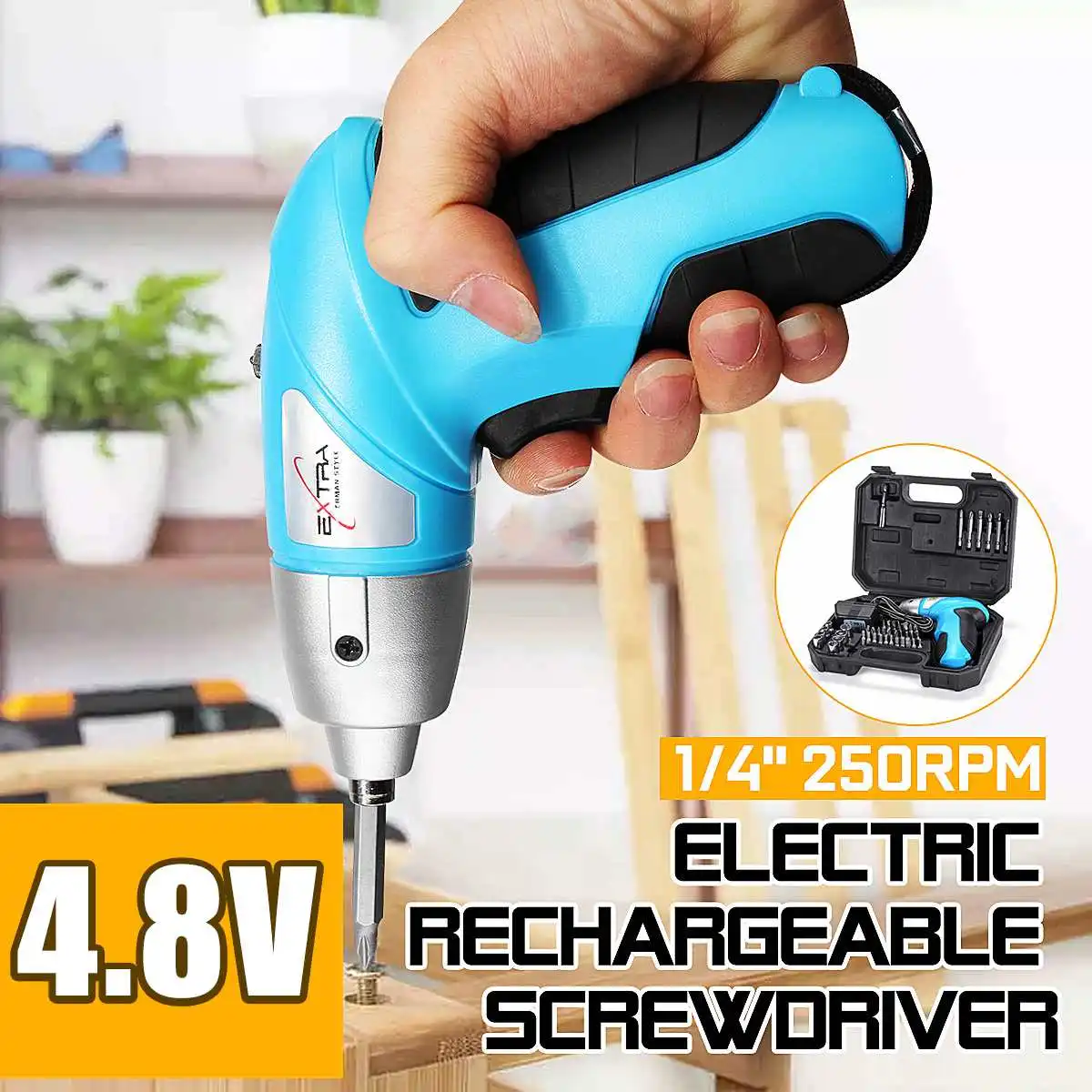 46pcs Electric Drill Cordless 4.8V 250r/min Electric Screwdriver Tool Kit with Bit Power Tools Kits Rechargeable Lithium Battery
46pcs Electric Drill Cordless 4.8V 250r/min Electric Screwdriver Tool Kit with Bit Power Tools Kits Rechargeable Lithium Battery