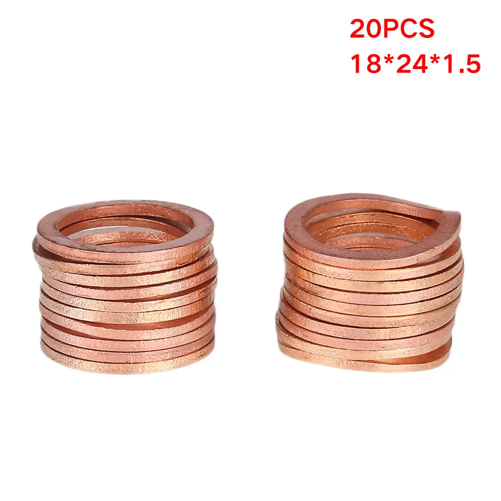 NEW Gasket Washers Sump Plug Solid Copper 18*24*1.5mm 20Pcs Professional Anti-Crush Accessories Hardware Kits
NEW Gasket Washers Sump Plug Solid Copper 18*24*1.5mm 20Pcs Professional Anti-Crush Accessories Hardware Kits