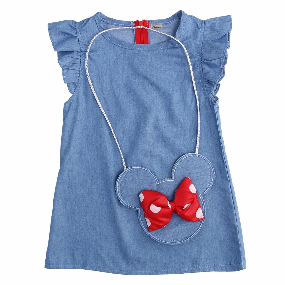 Minnie 2016 Denim Dress Kids Baby Girl Dress Children Girls Party Dresses Sleeveless Girls Clothes with bow bag 1~4
Minnie 2016 Denim Dress Kids Baby Girl Dress Children Girls Party Dresses Sleeveless Girls Clothes with bow bag 1~4
