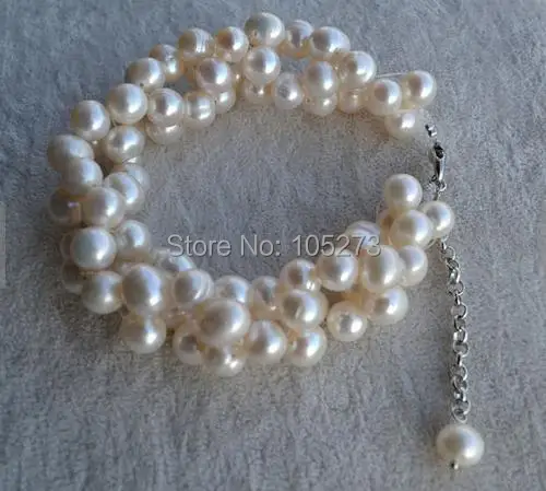 

New Arriver Pearl Bracelet 8-9MM White Color Twisted Potato Freshwater Pearl Bracelet Perfect Wedding Bridesmaids Jewelry