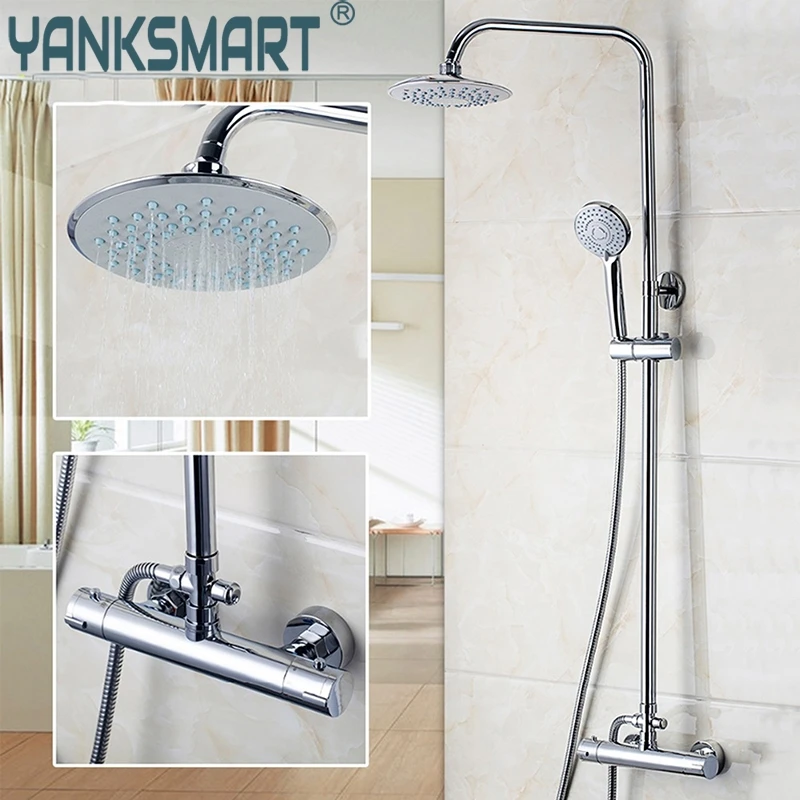YANKSMART Bathroom Shower Set Plished Chrome Contemporary Bathtub Bathroom Thermostatic Mixer Valve Rainfall Handheld Shower Set
YANKSMART Bathroom Shower Set Plished Chrome Contemporary Bathtub Bathroom Thermostatic Mixer Valve Rainfall Handheld Shower Set