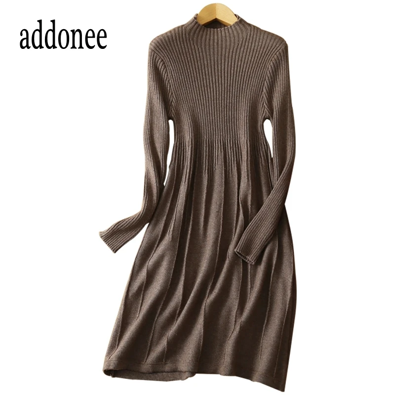 Autumn Winter Women Office Lady Cashmere Wool Mid-Calf Dress Solid Fit & Flare Temperament Casual Vintage Flexible O-Neck Thick
Autumn Winter Women Office Lady Cashmere Wool Mid-Calf Dress Solid Fit & Flare Temperament Casual Vintage Flexible O-Neck Thick