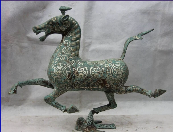 14" China Bronze Silver-Gilt Royal Palace Swallow Bird Horse riding Chebi Statue
14" China Bronze Silver-Gilt Royal Palace Swallow Bird Horse riding Chebi Statue