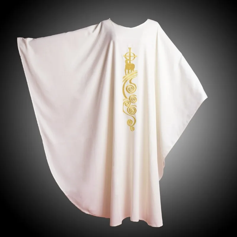 Chasuble Catholic White Church Lamb Embroidered Priest Vestments Chasuble Catholic White Church Lamb Embroidered Priest Vestments