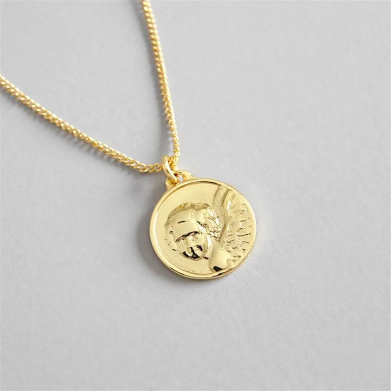 100% 925 Sterling Silver Jewelry Angel Cupid Necklace Gold Round Pendant Necklaces for Women
100% 925 Sterling Silver Jewelry Angel Cupid Necklace Gold Round Pendant Necklaces for Women