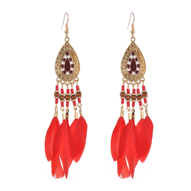 Ruberthen Fashion Feather Earrings Vintage Women`s Personality Bohemia Drop Earrings Handmade Earrings Jewelry Wholesale
Ruberthen Fashion Feather Earrings Vintage Women`s Personality Bohemia Drop Earrings Handmade Earrings Jewelry Wholesale