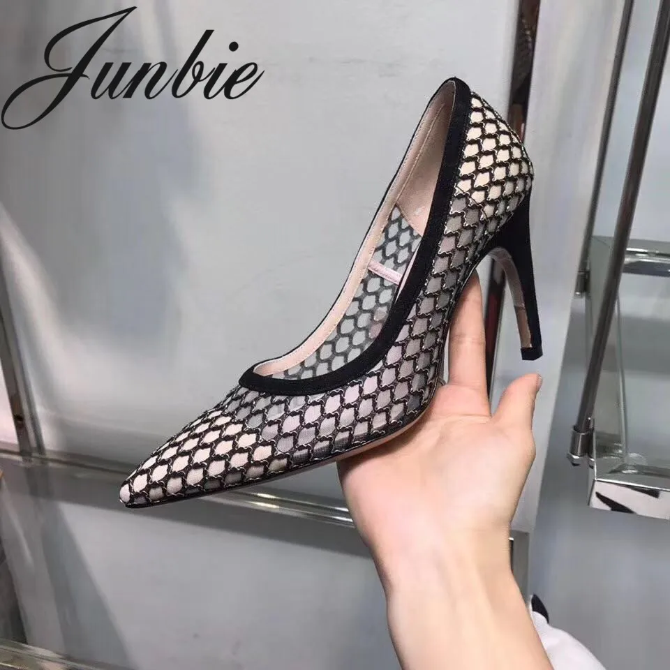 JUNBIE New Mesh Genuine Leather Slip On Summer Spring Pumps Pointed Toe High Heel Sandal Pumps Shoes Women
JUNBIE New Mesh Genuine Leather Slip On Summer Spring Pumps Pointed Toe High Heel Sandal Pumps Shoes Women