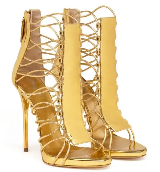 Фото new summer fashion woman high heel hollow style roman sandal gold blue | Обувь