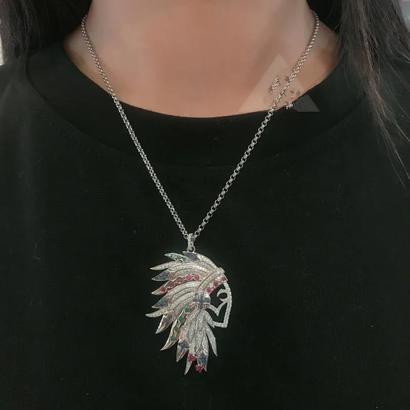 fashion women Indian Head feather necklace cubic zirconia wing sweater chain pendant summer decoration
fashion women Indian Head feather necklace cubic zirconia wing sweater chain pendant summer decoration