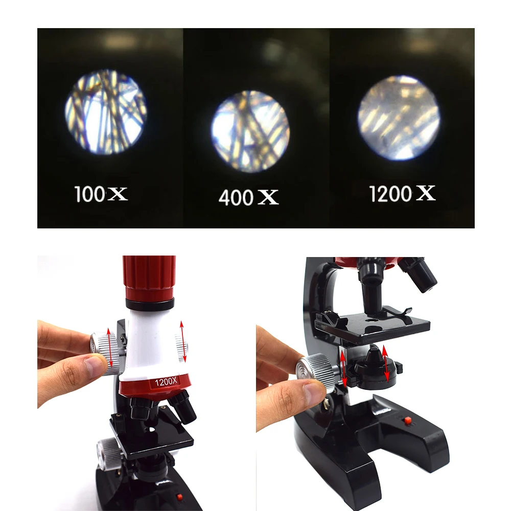 Kit de Microscope LED de laboratoire 100X-400X-1200X maison école Science jouet éducatif cadeau Microscope biologique raffiné pour enfants enfant Kit de Microscope LED de laboratoire 100X-400X-1200X maison école Science jouet éducatif cadeau Microscope biologique raffiné pour enfants enfant