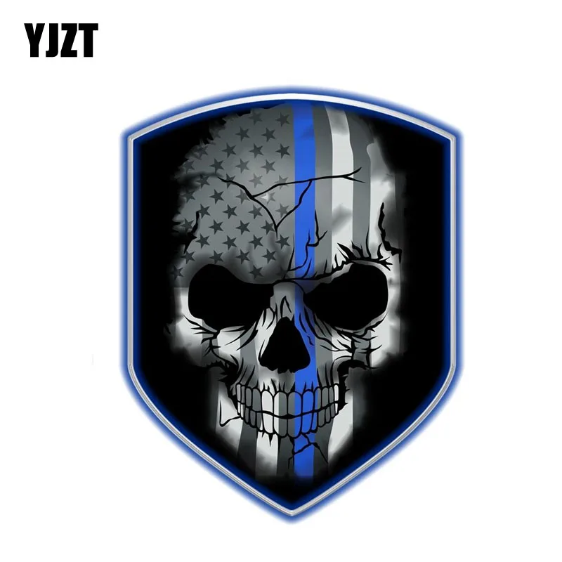 YJZT 10.2CM*13CM Personality Reflective Decal Blue Line Skull Shield Decal Skull Car Sticker PVC 6-0403
YJZT 10.2CM*13CM Personality Reflective Decal Blue Line Skull Shield Decal Skull Car Sticker PVC 6-0403