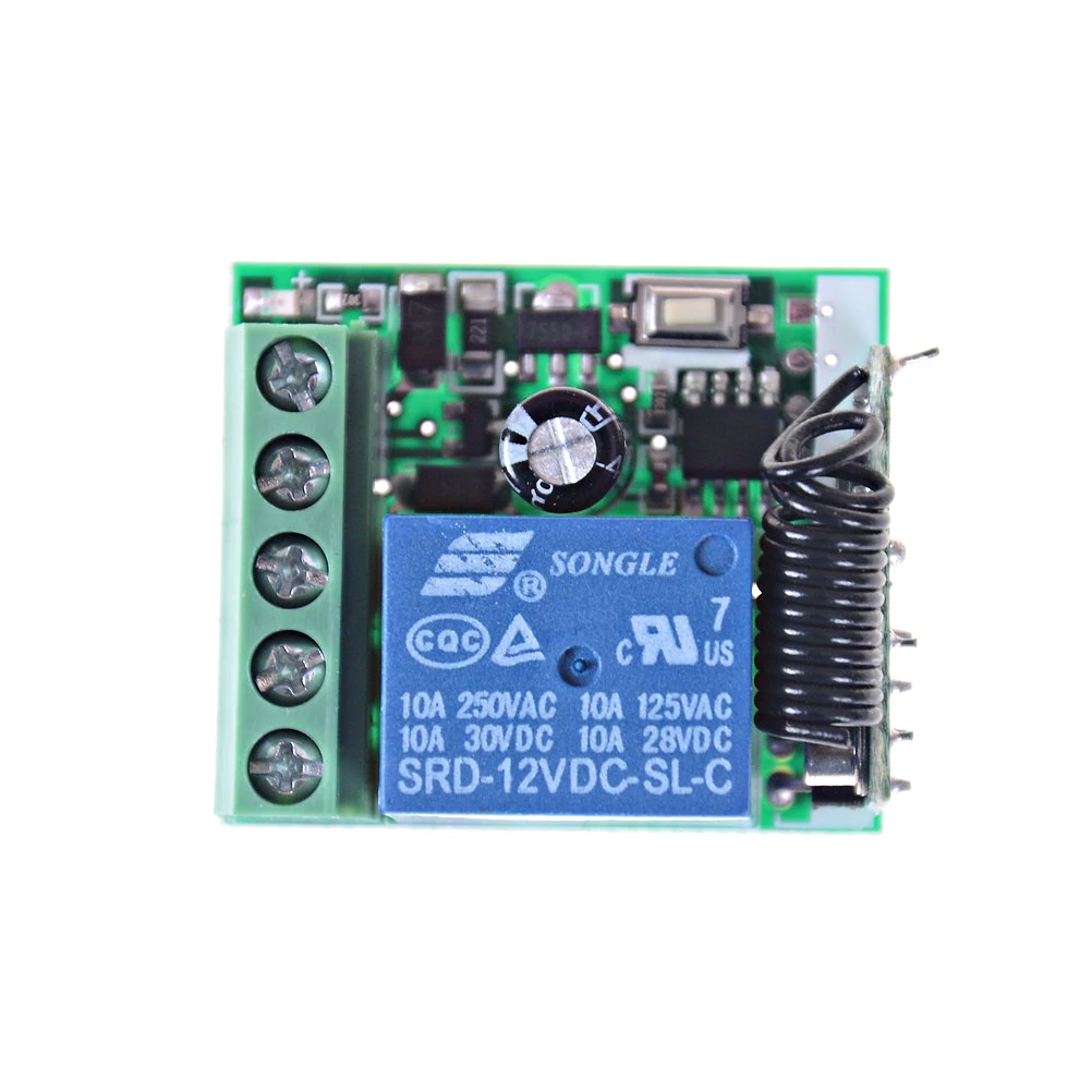 DC12V 10A RF 433MHz 1 Channel Receiver Wireless Relay Remote Control Switch DIY Module
DC12V 10A RF 433MHz 1 Channel Receiver Wireless Relay Remote Control Switch DIY Module