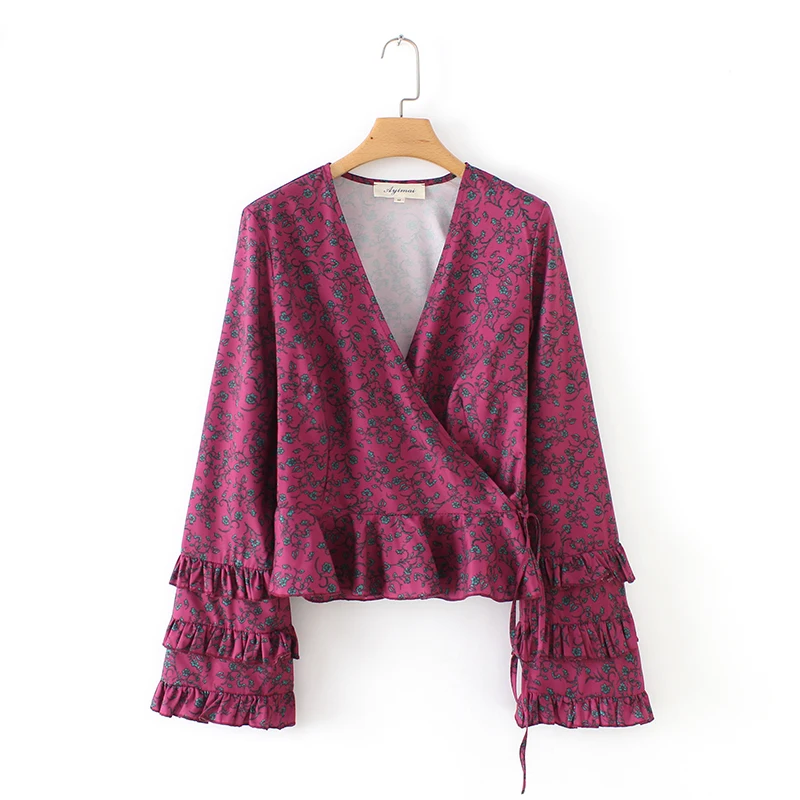 women vintage v neck flower print casual smock blouse shirt women sweet chic lace up kimono tops femme hem ruffles blusas LS2929
women vintage v neck flower print casual smock blouse shirt women sweet chic lace up kimono tops femme hem ruffles blusas LS2929