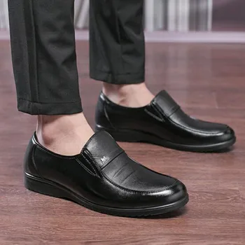 Business Men Work Cow Genuine Leather Single Shoes Round Toe Breathable Rubber Non-slip Black Loafers Doug Shoes Dress Flats
Business Men Work Cow Genuine Leather Single Shoes Round Toe Breathable Rubber Non-slip Black Loafers Doug Shoes Dress Flats
