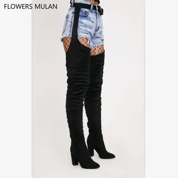 Fashion Black Suede Thigh High Boots Women Chic Pointed Toe Square Heel Ladies Booties Waist Belt Strap Buckle Shoes Woman Botas
Fashion Black Suede Thigh High Boots Women Chic Pointed Toe Square Heel Ladies Booties Waist Belt Strap Buckle Shoes Woman Botas