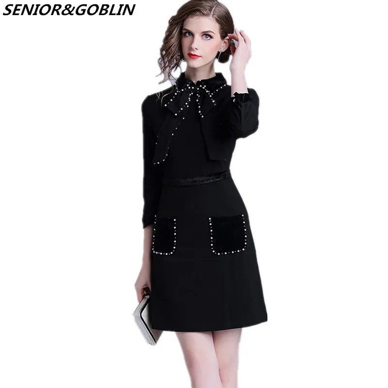 2019 High Quality Fashion Luxury Runway Autumn Sexy Black Dress Women Elegant Bow Beading Short Plus Size Casual Mini Dresses
2019 High Quality Fashion Luxury Runway Autumn Sexy Black Dress Women Elegant Bow Beading Short Plus Size Casual Mini Dresses