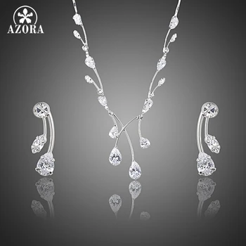 AZORA Elegant Princess Clear Waterdrop Top grade Cubic Zirconia Drop Earrings and Pendant Necklace Jewelry Sets TG0202
AZORA Elegant Princess Clear Waterdrop Top grade Cubic Zirconia Drop Earrings and Pendant Necklace Jewelry Sets TG0202