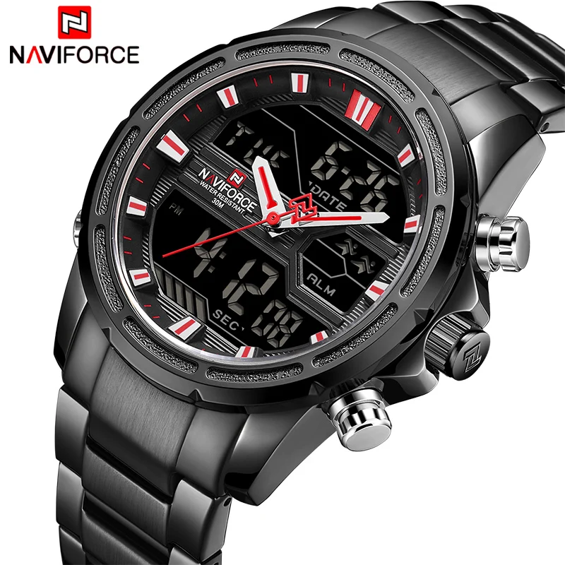 Часы наручные NAVIFORCE Мужские кварцевые цифровые люксовые Брендовые спортивные