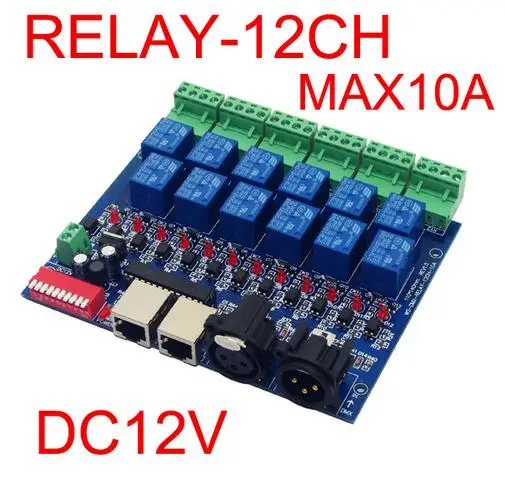 12CH Relay switch dmx512 Controller RJ45 XLR, relay output, DMX512 relay control,12 way relay switch(max 10A) for led
12CH Relay switch dmx512 Controller RJ45 XLR, relay output, DMX512 relay control,12 way relay switch(max 10A) for led