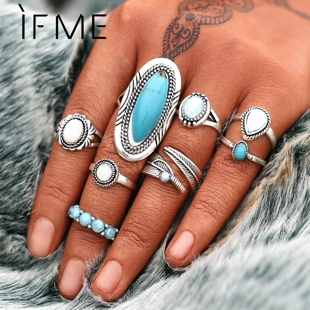 IF ME Bohemian Vintage Shield Ring Sets for Women Antique Silver Color Leaf Geometric Round Knuckle Rings Set Finger Jewelry New
IF ME Bohemian Vintage Shield Ring Sets for Women Antique Silver Color Leaf Geometric Round Knuckle Rings Set Finger Jewelry New