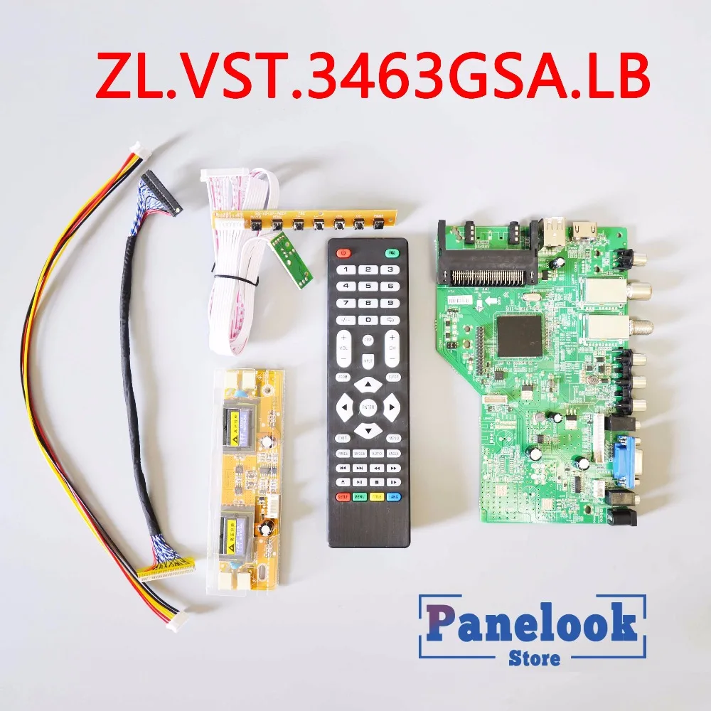 

New ZL.VST.3463GSA.LB Universal Digital Driver Board Supports DVB-T2 DVB-S2 DVB-C with CI Card+7 Key Cable+4 LAMP Inverter+LVDS